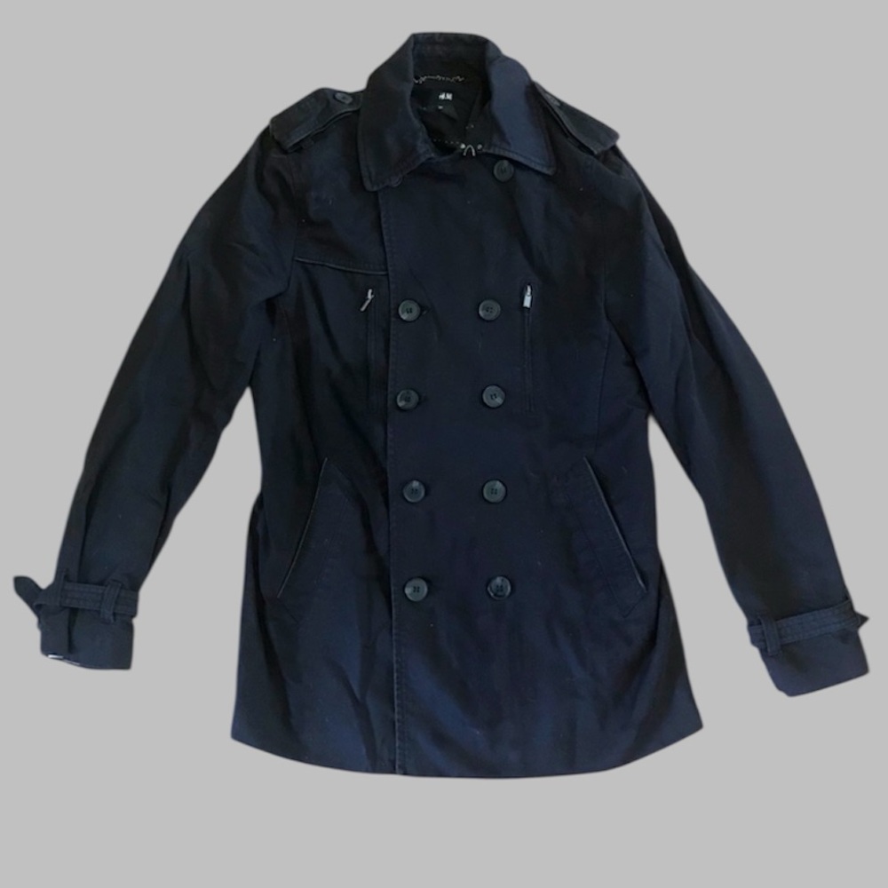 H&M Black Pea Coat Timeless Design